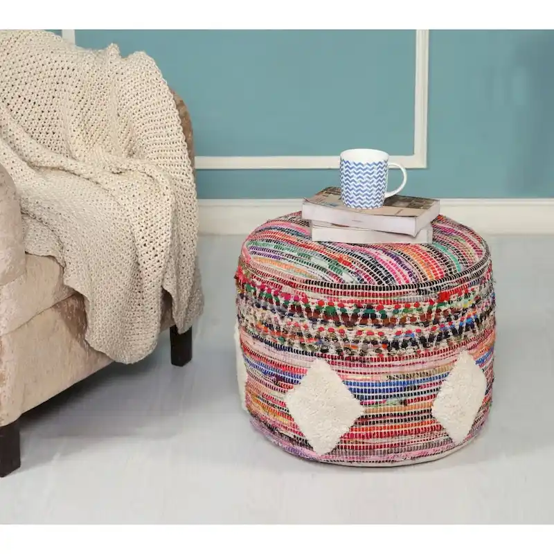 Boho Diamond Multicolor Pouf Ottoman