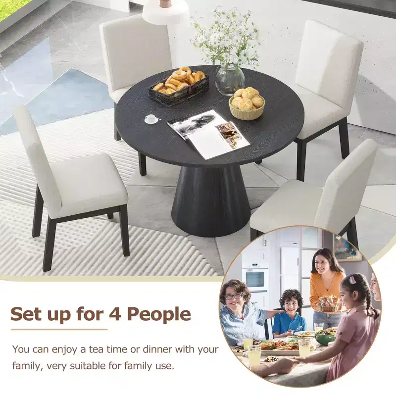 Retro Wood Top Frustum Pedestal Dining Table
